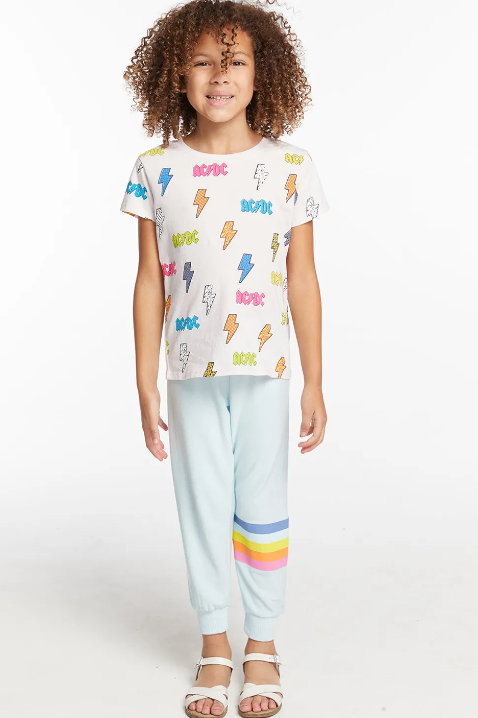 Chaser Brand AC/DC All Over Logos Girls Tee Flash Sale