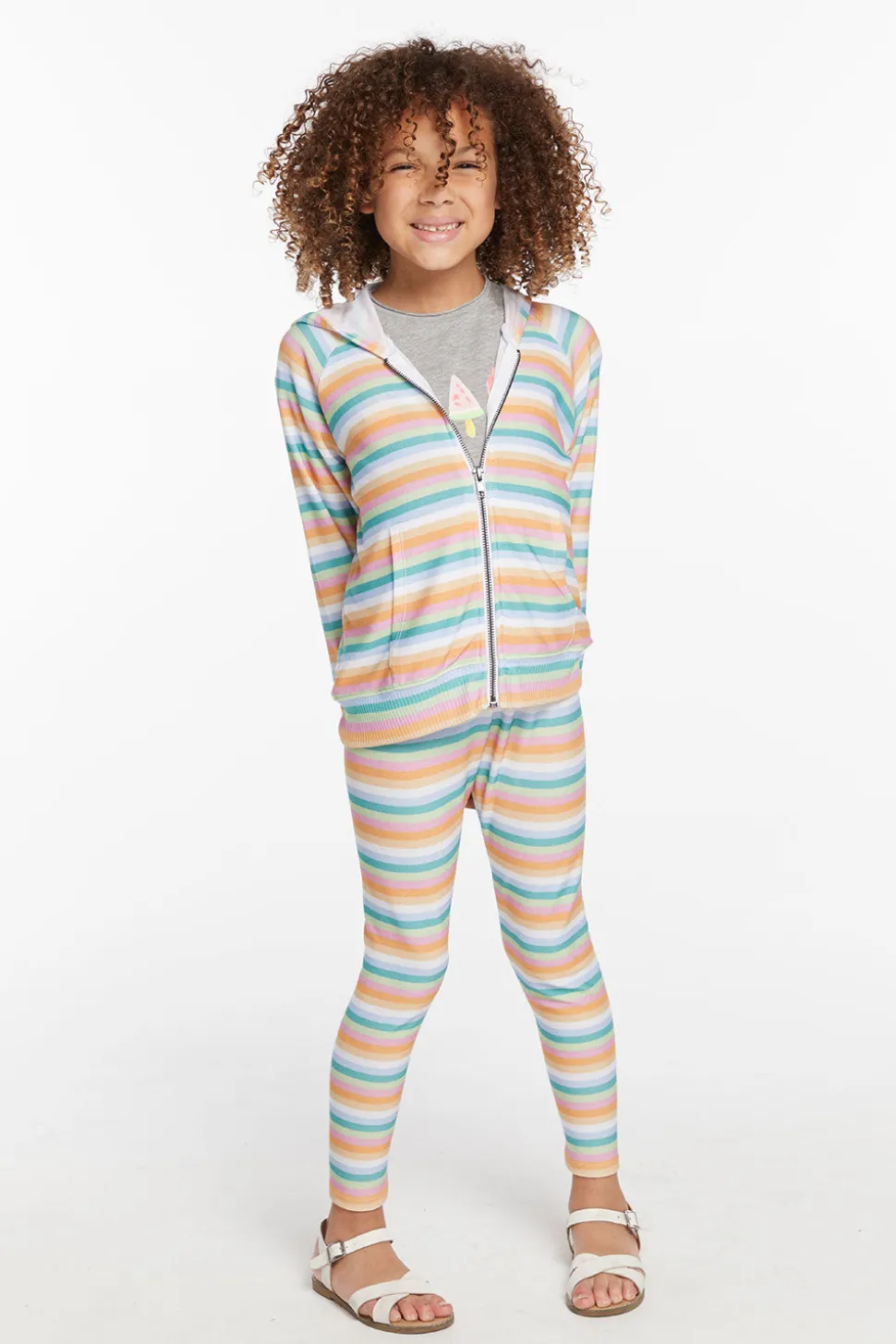 Chaser Brand Alana Sunset Stripe Girls Zip Up Hoodie Best Sale