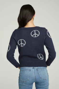 Chaser Brand All Over Peace Intarsia Sweater Clearance