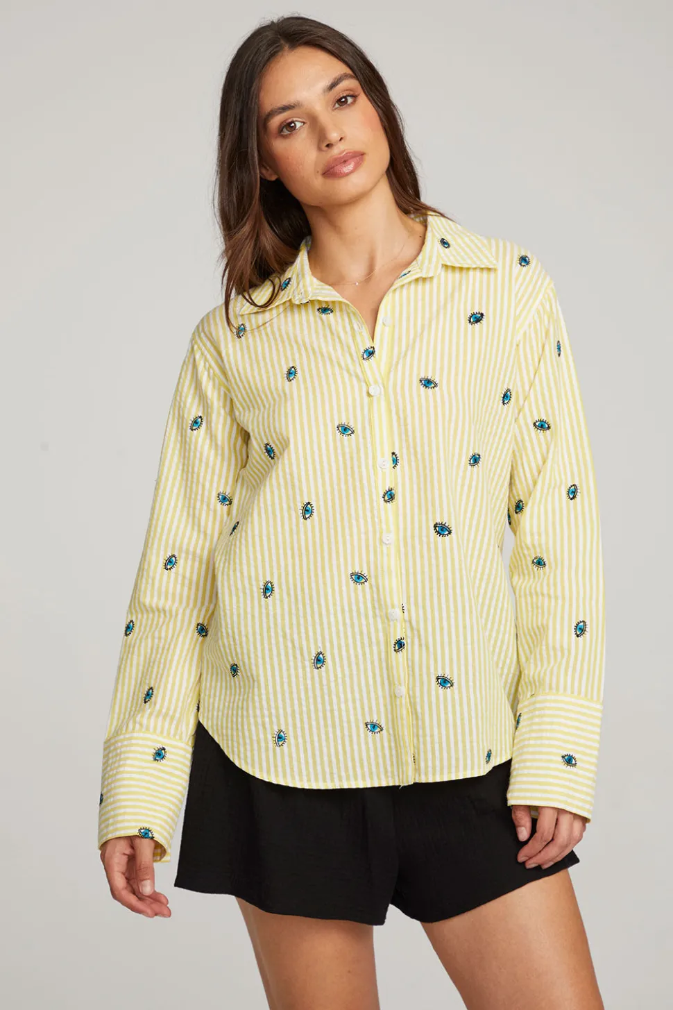 Chaser Brand Allover Eye Button Down Flash Sale