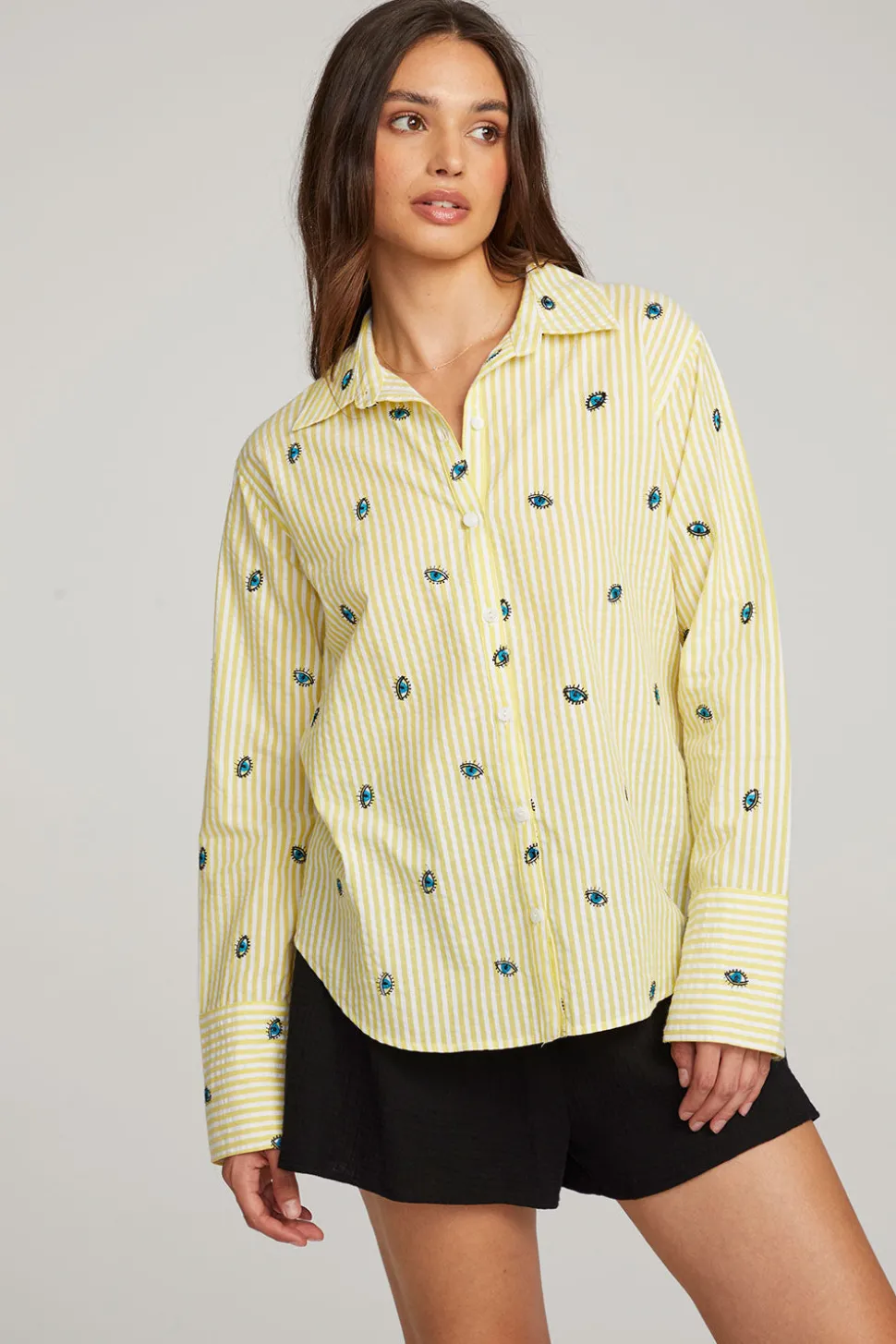 Chaser Brand Allover Eye Button Down Flash Sale