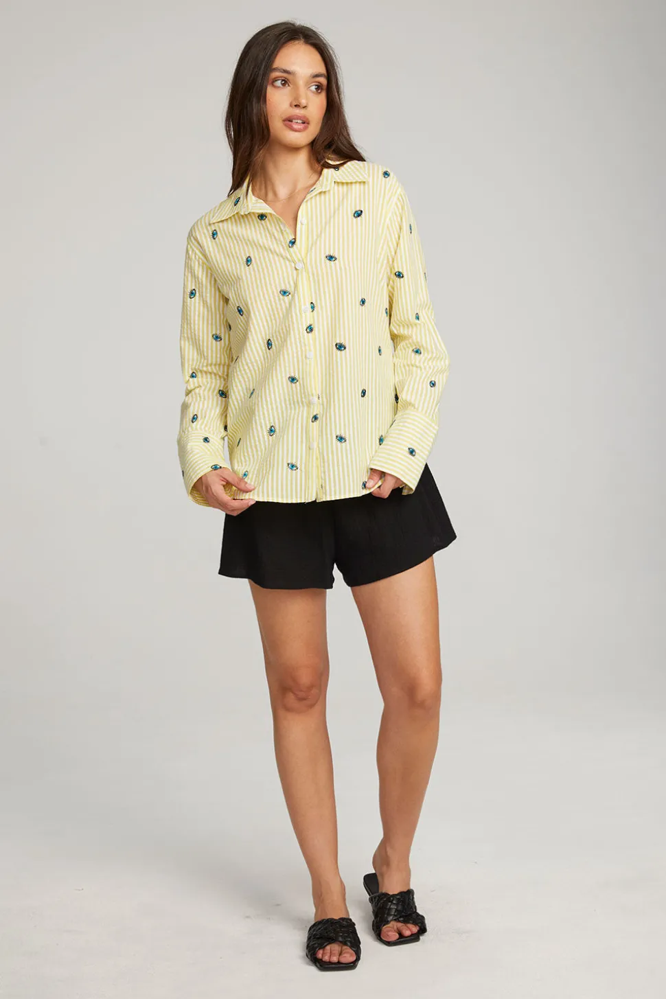 Chaser Brand Allover Eye Button Down Flash Sale