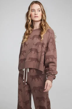 Chaser Brand Allover Leopards Fleece Pullover Cheap