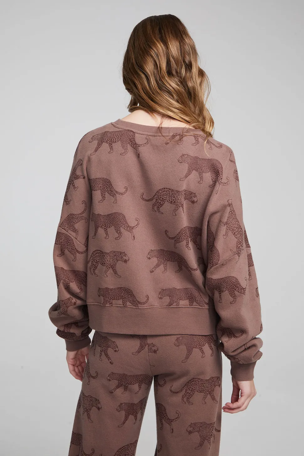 Chaser Brand Allover Leopards Fleece Pullover Cheap