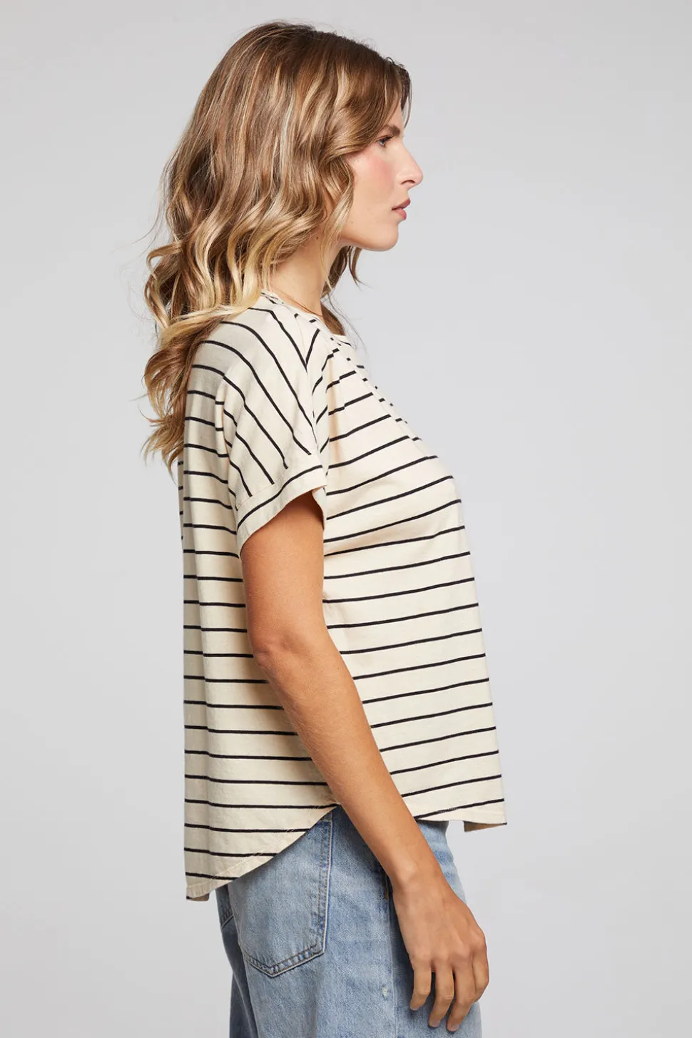 Chaser Brand Amber Black And Sand Stripe Tee Best