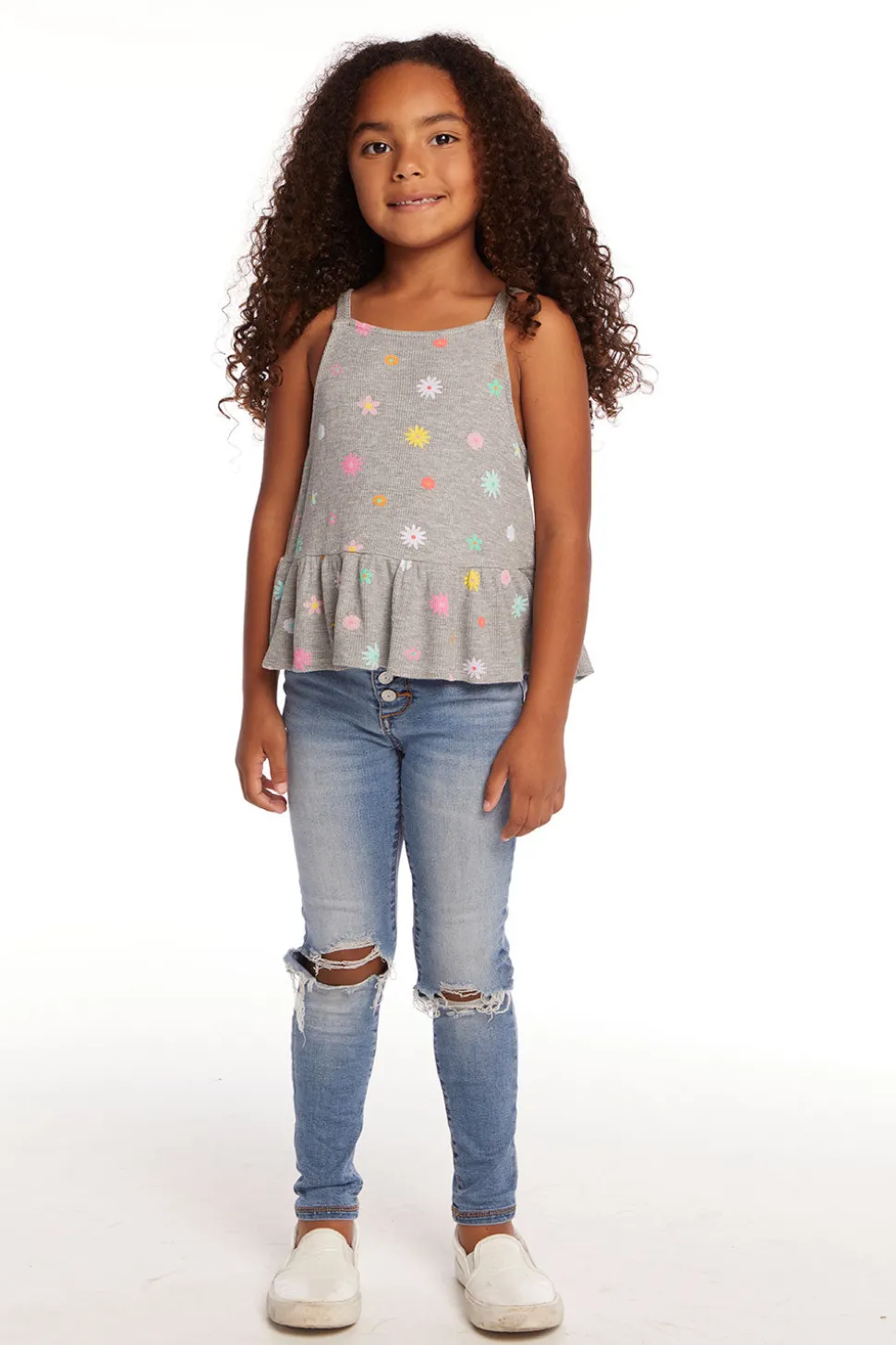 Chaser Brand Amelia Waffle Knit Embroidery Flowers Tank Top Cheap