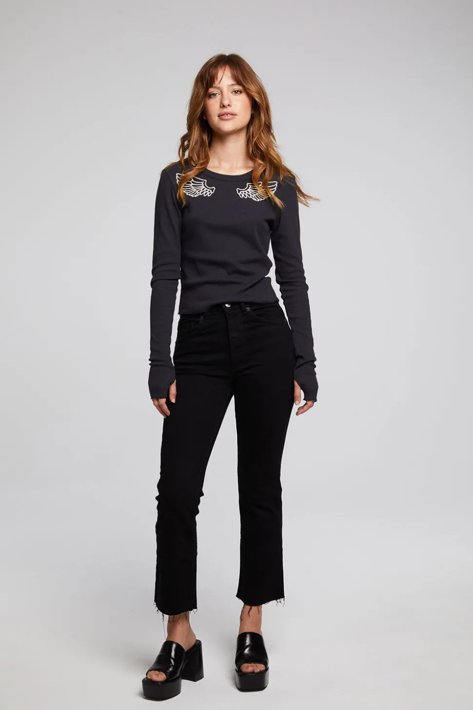 Chaser Brand Angel Wings Long Sleeve Fashion