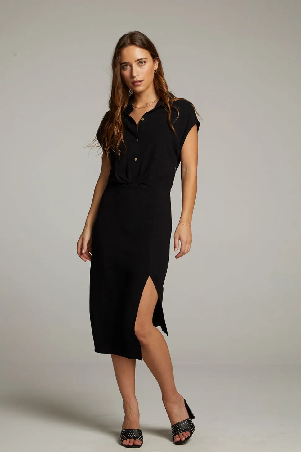 Chaser Brand Atlantic True Black Midi Dress Flash Sale