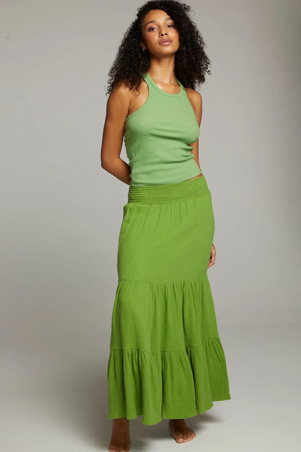 Chaser Brand August Piquant Green Tank Top Best Sale
