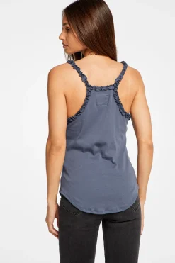 Chaser Brand Baby Rib V Neck Racerback Ruffle Tank Clearance