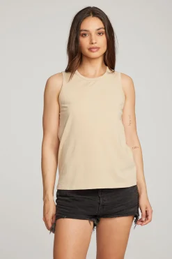Chaser Brand Basic Cappuccino Slit Tank New