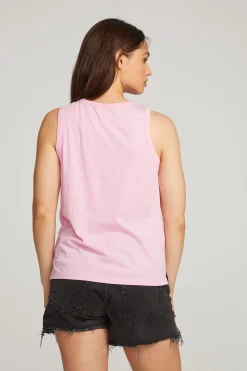 Chaser Brand Basic Pastel Lavender Slit Tank Discount
