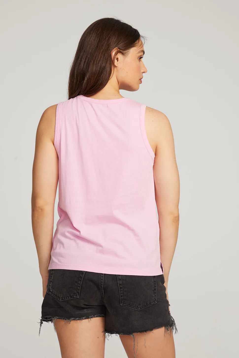 Chaser Brand Basic Pastel Lavender Slit Tank Discount