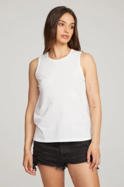 Chaser Brand Basic White Slit Tank Best Sale