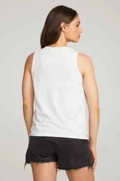 Chaser Brand Basic White Slit Tank Best Sale