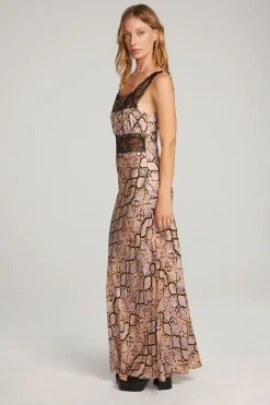 Chaser Brand Belle Python Print Maxi Dress New