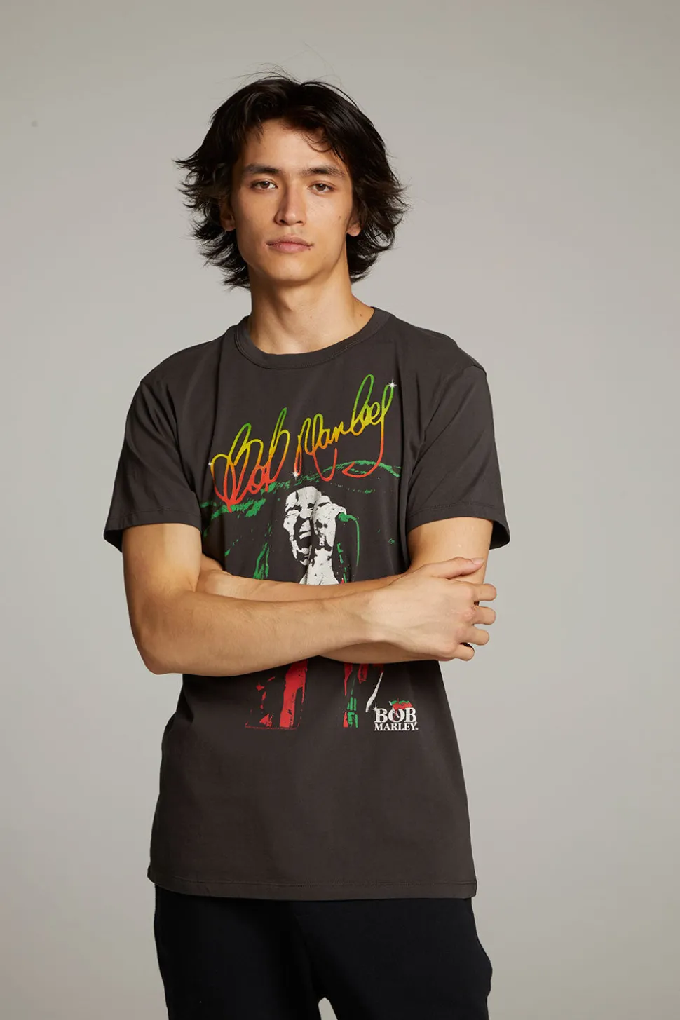 Chaser Brand Bob Marley Live On Stage Crew Neck Tee Discount