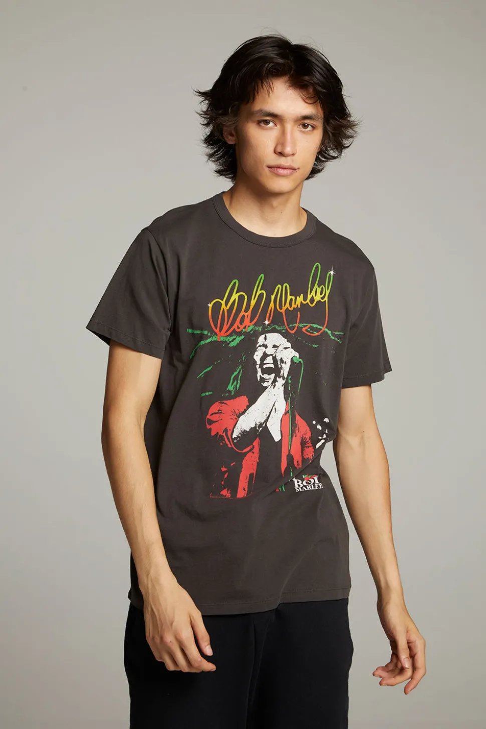 Chaser Brand Bob Marley Live On Stage Crew Neck Tee Discount