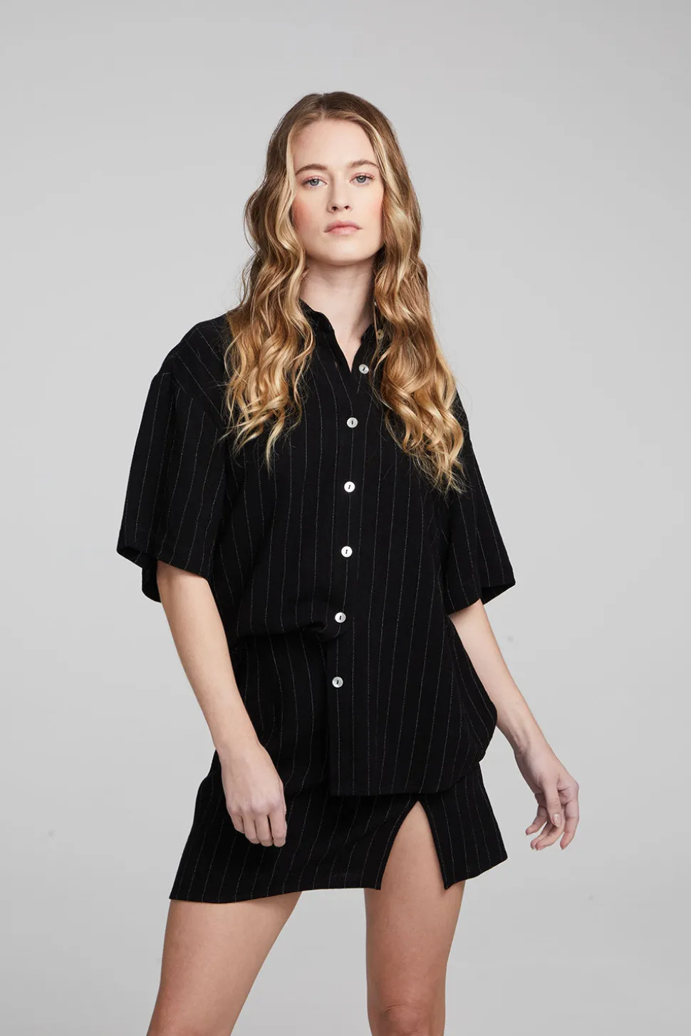 Chaser Brand Bocelli Beverly Pinstripe Button Down Flash Sale