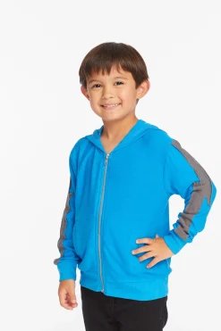 Chaser Brand Bolt Blue Danube Long Sleeve Zip Up Hoodie Store