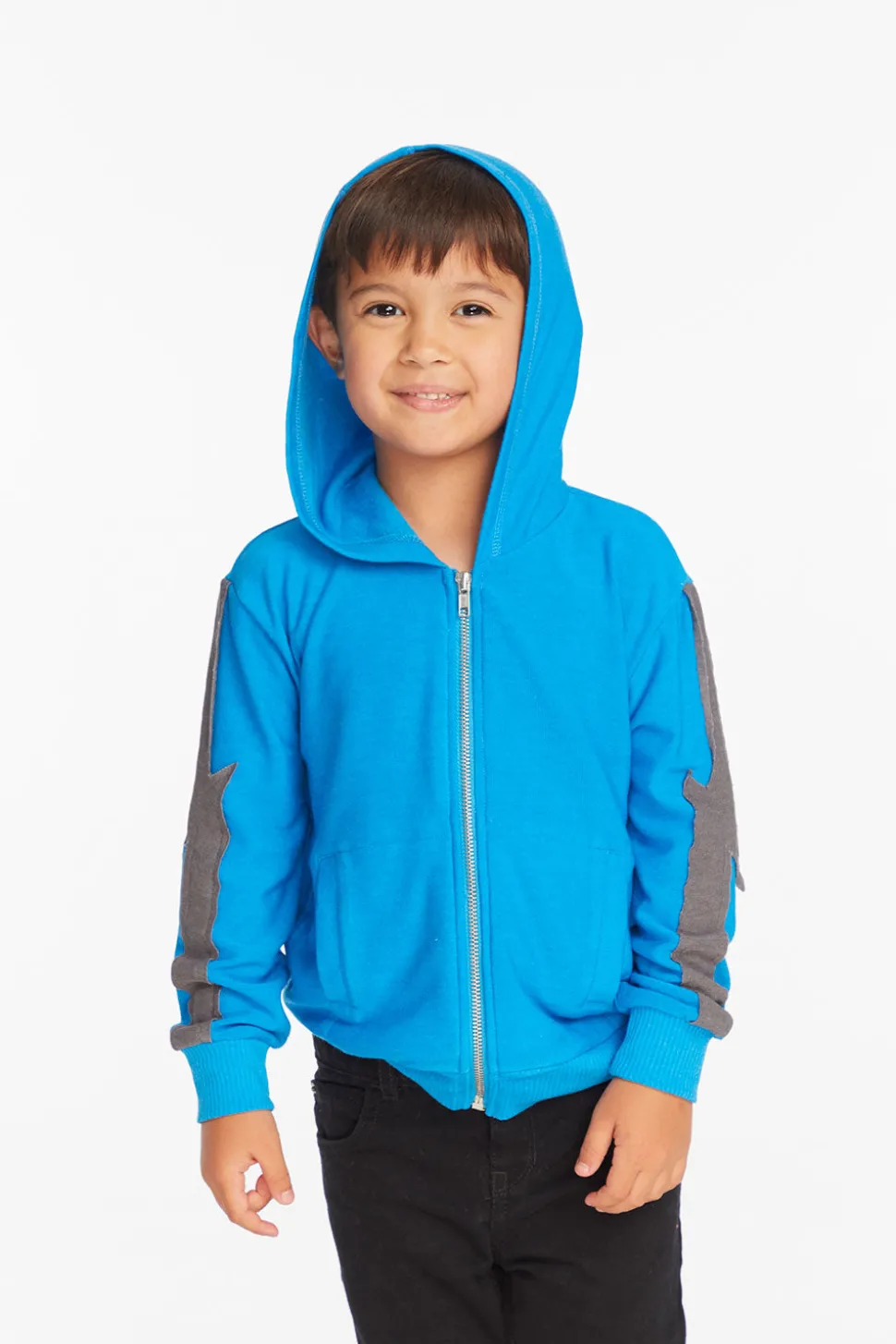 Chaser Brand Bolt Blue Danube Long Sleeve Zip Up Hoodie Store