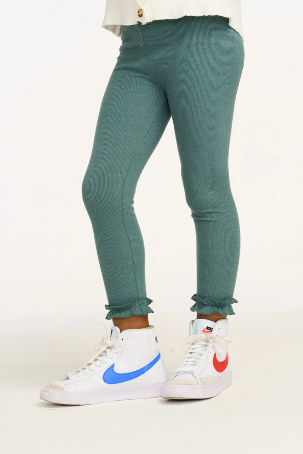 Chaser Brand Bottom Ruffle Dark Forest Green Legging Discount