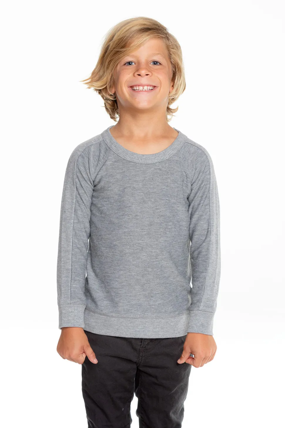 Chaser Brand Boys Cozy Knit Long Sleeve Rib Panel Raglan Pullover Sale