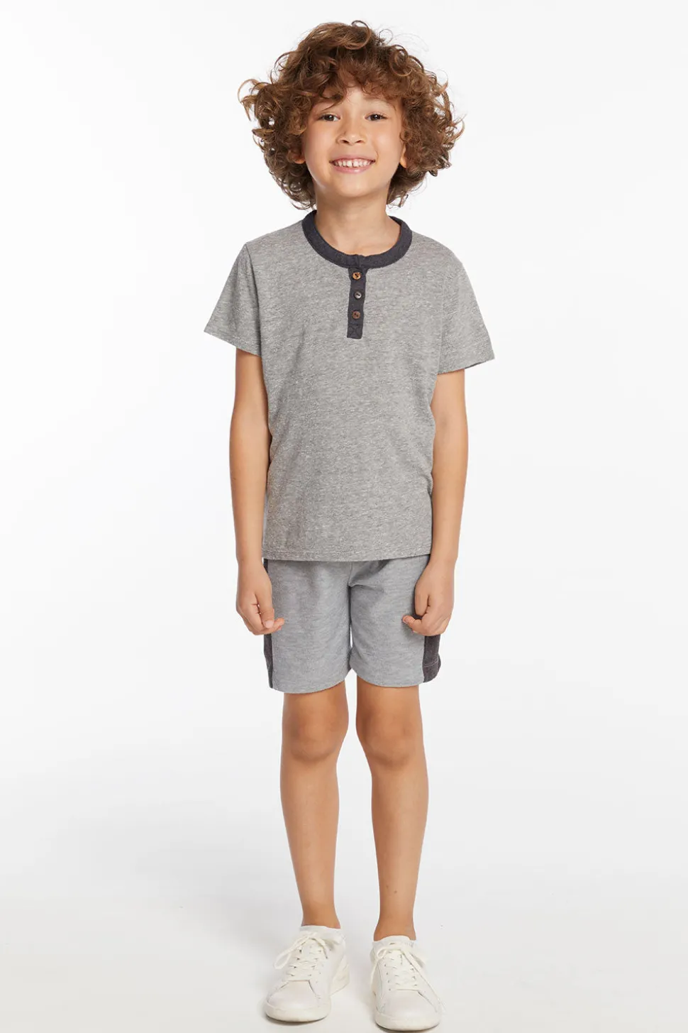 Chaser Brand Boys Heather Grey Short Sleeve Henley Online