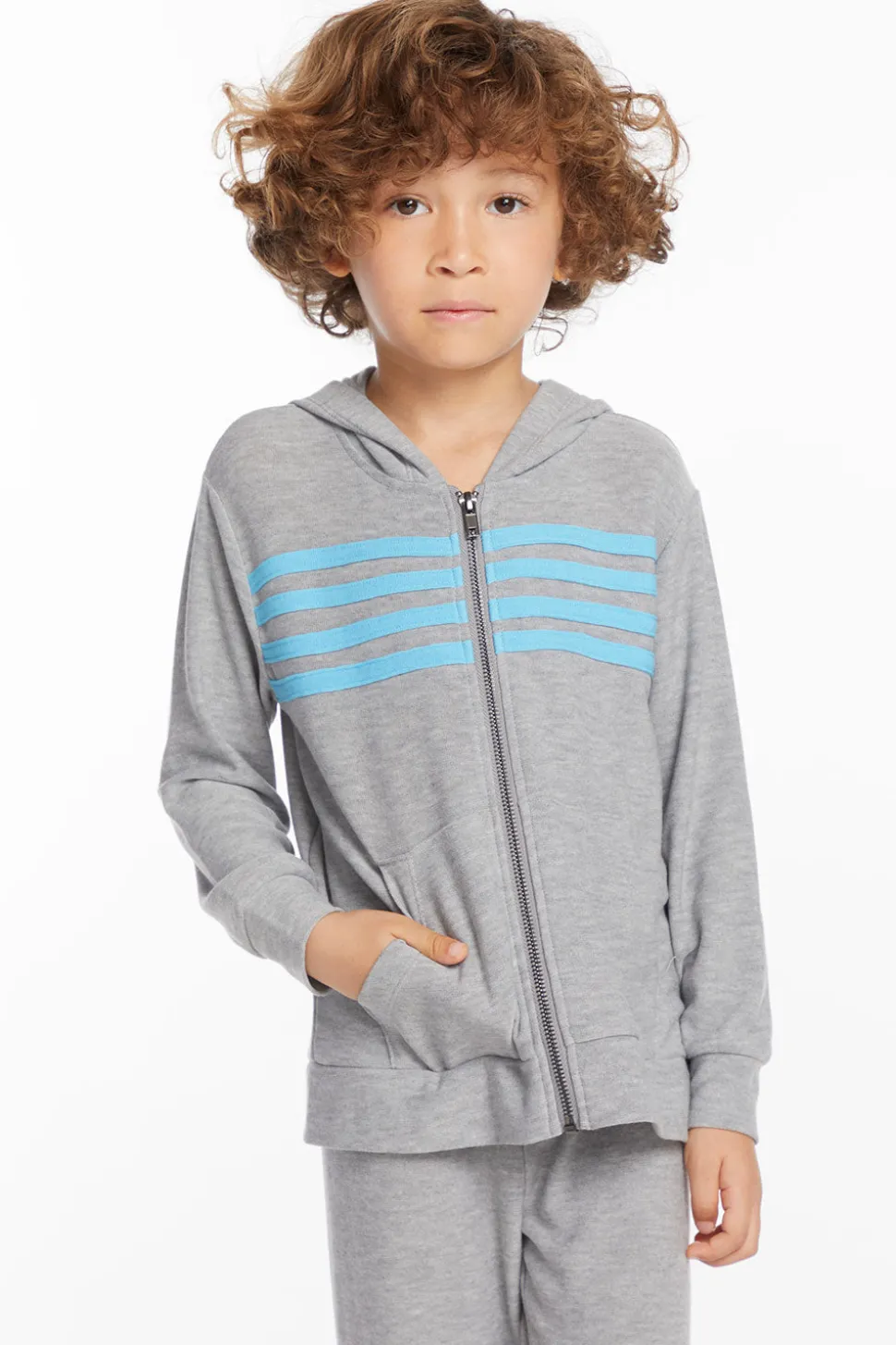 Chaser Brand Boys Heather Grey Zip Up Hoodie With Strapping Sale