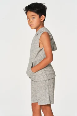 Chaser Brand Boys Linen French Terry Sleeveless Muscle Pullover Hoodie Flash Sale