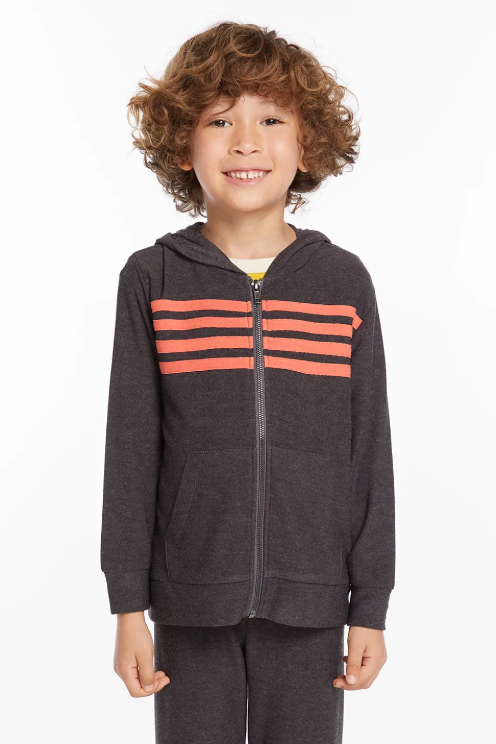 Chaser Brand Boys Vintage Black Zip Up Hoodie With Strapping Sale