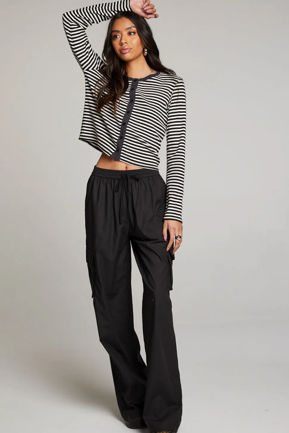 Chaser Brand Brady Punk Stripe Button Up Pullover New