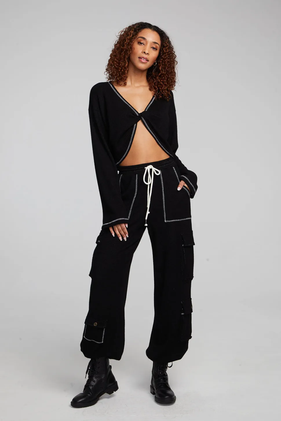 Chaser Brand Briaa Shadow Black Long Sleeve Tee Flash Sale