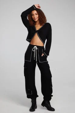 Chaser Brand Briaa Shadow Black Long Sleeve Tee Flash Sale