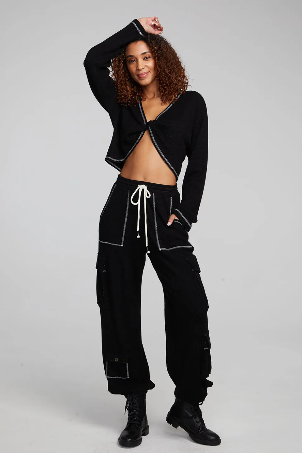 Chaser Brand Briaa Shadow Black Long Sleeve Tee Flash Sale
