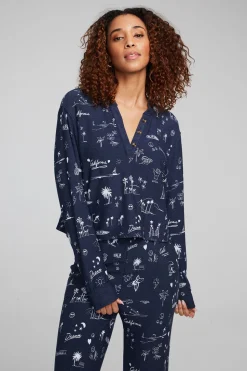 Chaser Brand Cali All Over Icons Henley Top Cheap