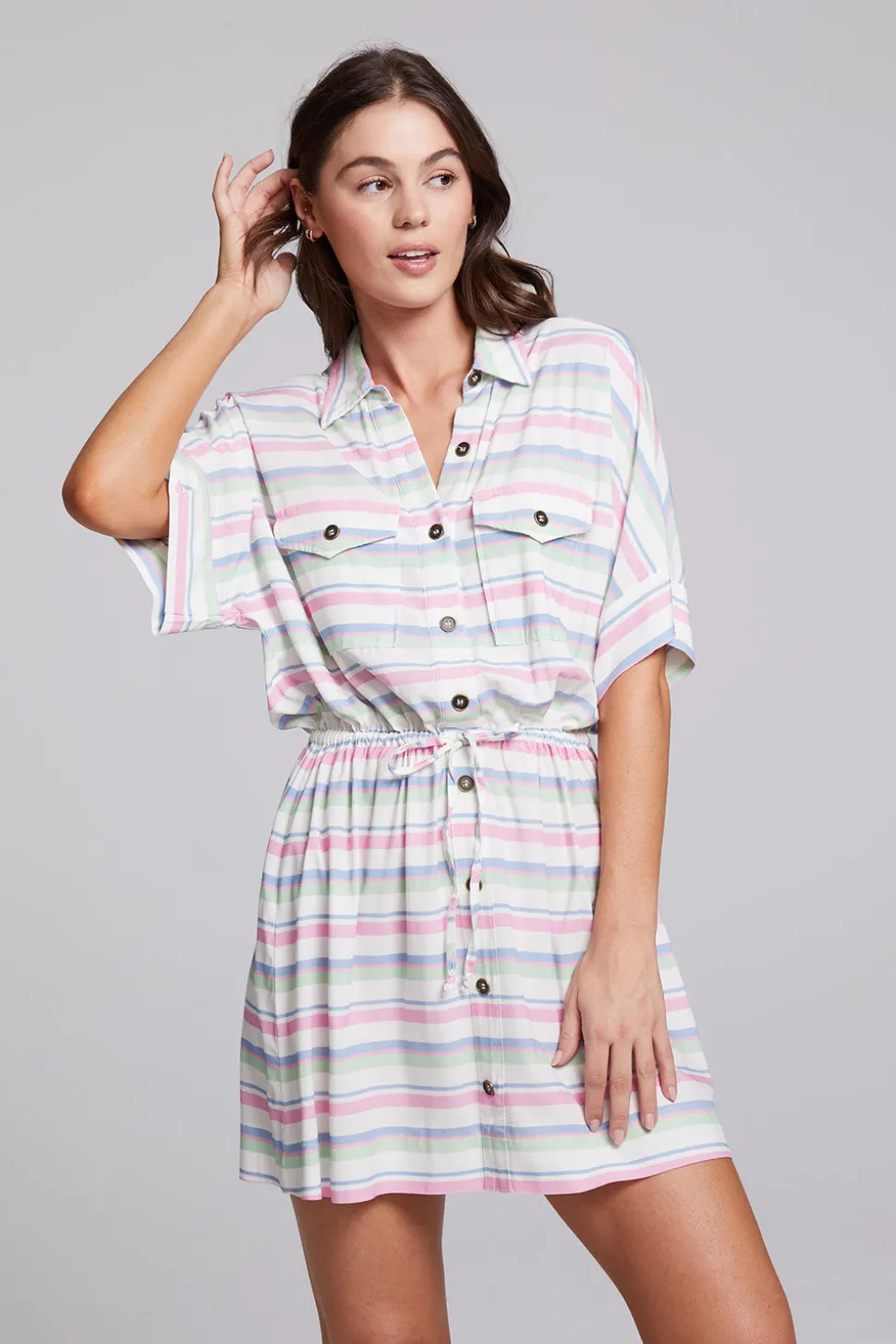 Chaser Brand Carmela Positano Stripe Mini Dress New