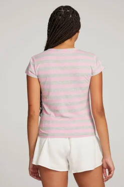 Chaser Brand Chandler Pastel Lavender Stripe Tee Sale