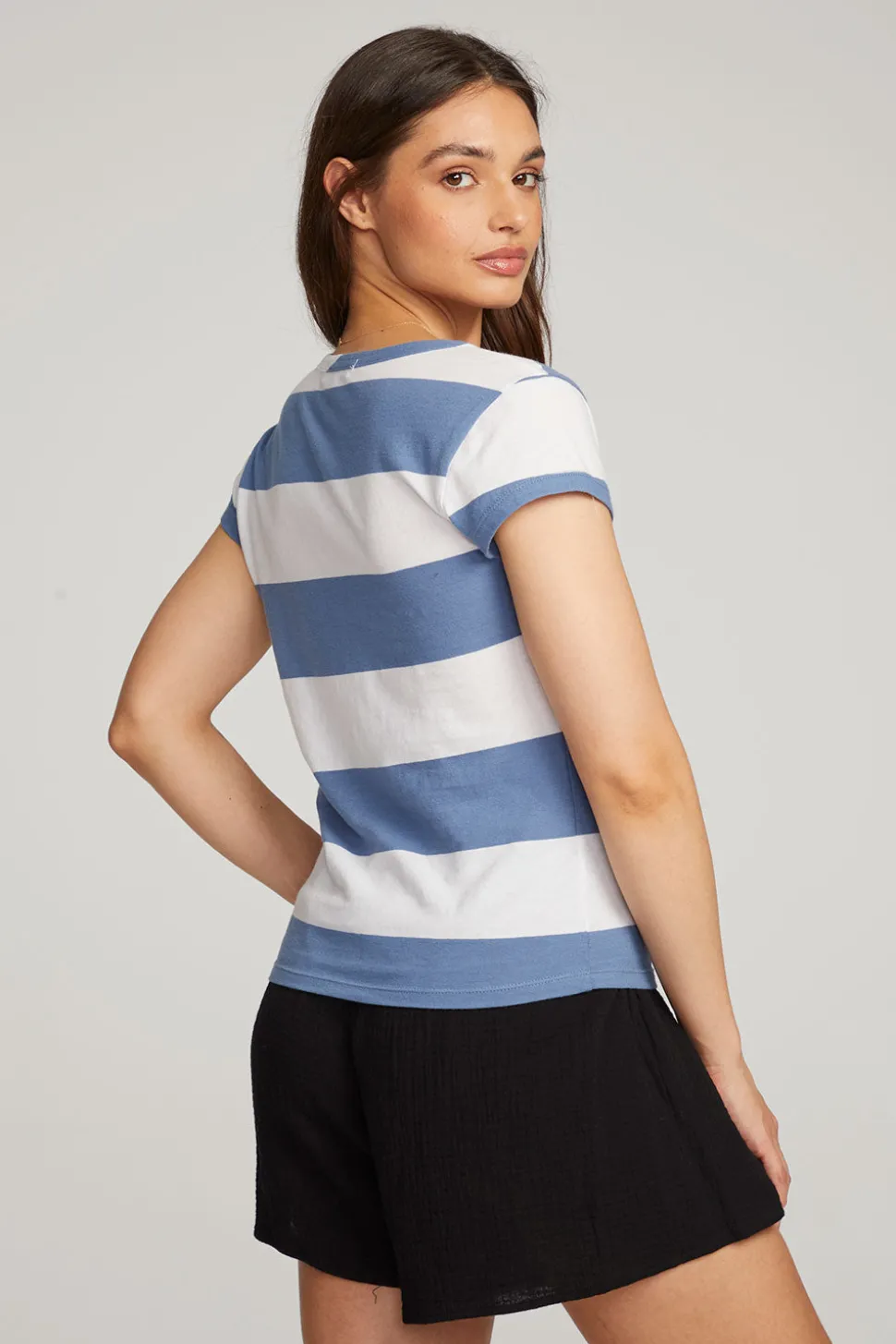 Chaser Brand Chandler Vintage Blue Stripe Tee Hot