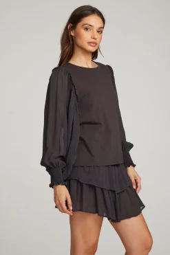 Chaser Brand Clyde Licorice Blouse Sale