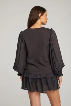 Chaser Brand Clyde Licorice Blouse Sale