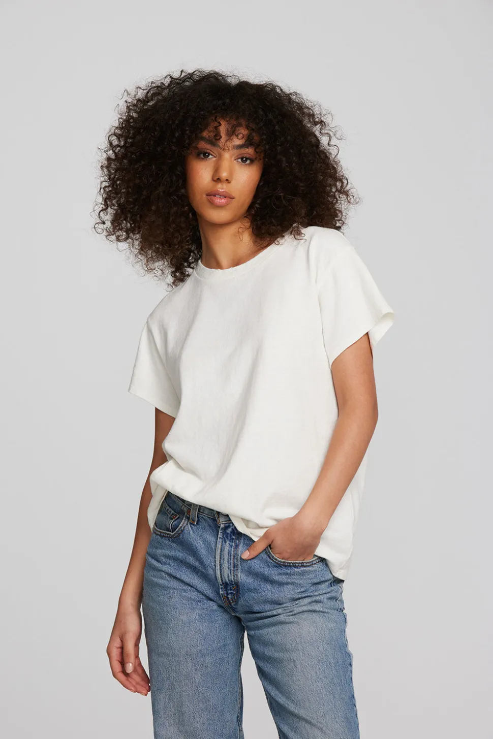 Chaser Brand Coast Cotton Jersey Crewneck Tee With Rib Neckband Fashion