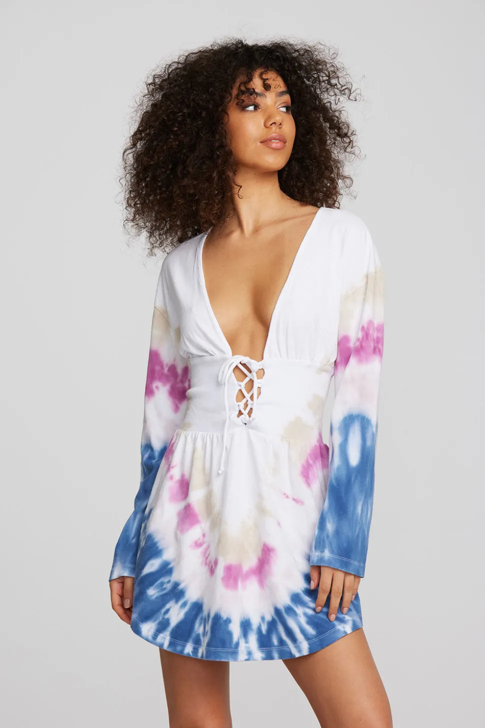 Chaser Brand Coast Cotton Jersey Long Sleeve Mini Dress Hot