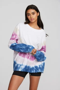 Chaser Brand Coast Cotton Jersey Long Sleeve Tee With Blousant Sleeves And Rib Outlet