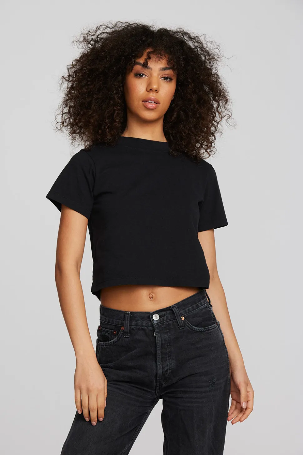 Chaser Brand Coast Cotton Jersey Mockneck Tee With Rib Online