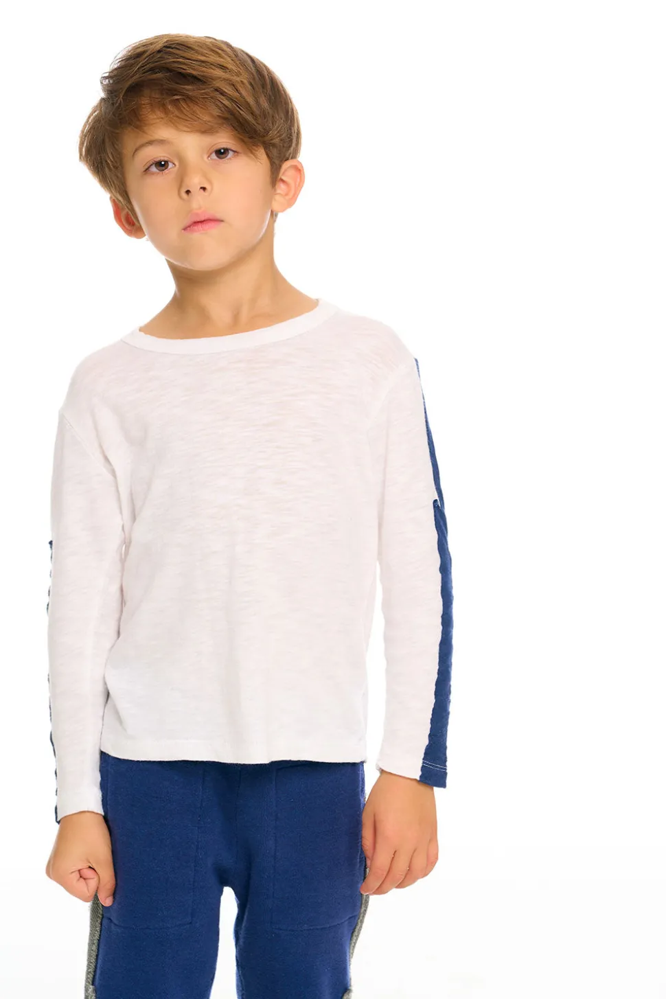 Chaser Brand Color Blocked Crewneck Bolt Long Sleeve Tee Store