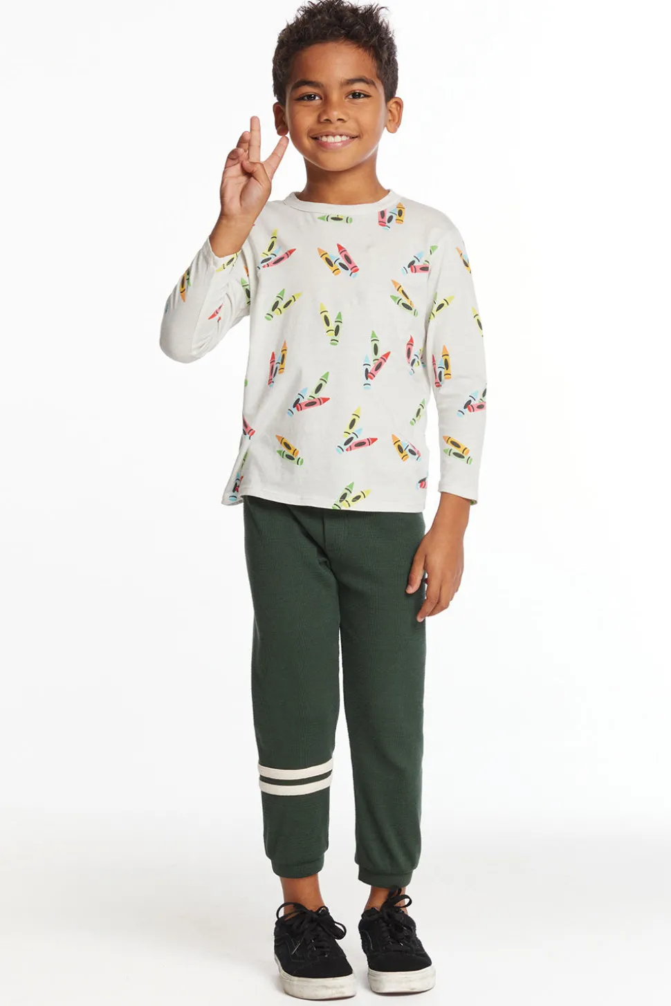 Chaser Brand Coloring Time Boys Long Sleeve Crew Neck Tee Clearance
