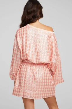 Chaser Brand Cooper Long Sleeve Mini Dress Embellished Check Store