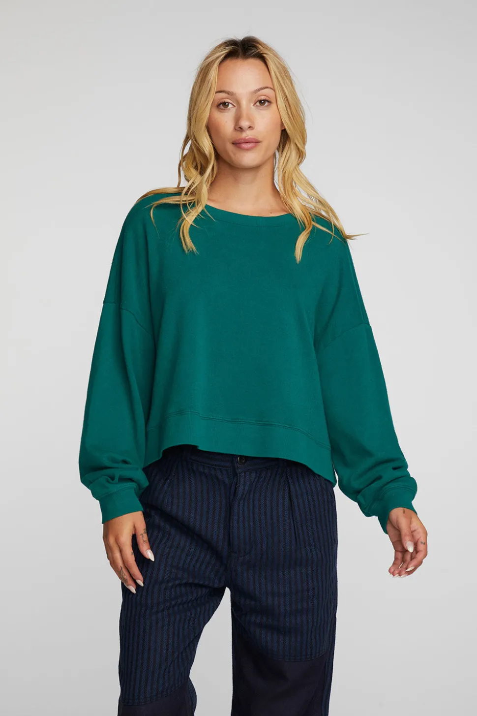 Chaser Brand Cotton Fleece Crewneck Pullover With Rib Best Sale