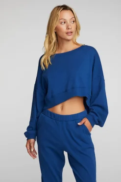 Chaser Brand Cotton Fleece Crewneck Pullover With Rib Best Sale